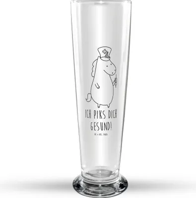 Produktbild von Mr. & Mrs. Panda Trinkglas Einhorn Krankenschwester - Transparent - Geschenk, Ärztin, Unicorn, Bier Glas, Krankenhaus, Krankenpfleger, Glasbierglas, Bierbecher, Bierglas