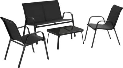 Image de Salon de jardin NORA pour 4 personnes avec table - noir