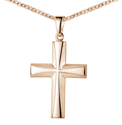 Produktbild von MATERIA Kettenanhänger Kreuz Rosegold - Damen Anhänger 925 Sterling Silber rosé vergoldet inkl. Geschenk-Box KA-22-Rose