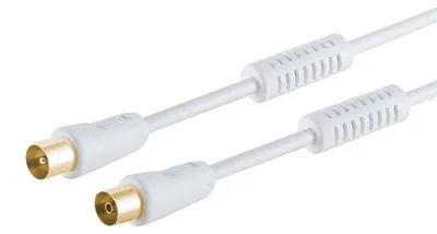 Productafbeelding van Antennekabel >100dB, ST/BNC connector met ferrietkern, wit, 5,0 meter (11.09.4573)