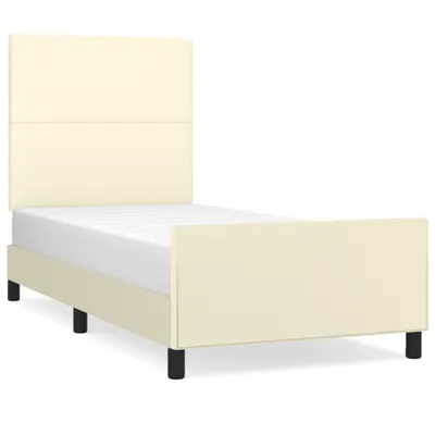 Produktbild von Bettgestell mit Kopfteil Creme 90x190 cm Kunstleder