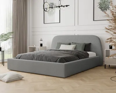Image de Lit rembourré Cloud Lit double avec cadre en bois et coffre de lit Gris Lit en tissu Dimension : 160x200 cm, Couleur : Gerra 70