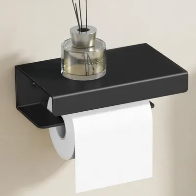 Produktbild von doporro Toilettenpapierhalter mit Ablage, Klopapierhalter aus Aluminiumlegierung zur Wandmontage,Klorollenhalter für Badezimmer Sandschwarz Lino-05