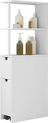 Produktbild von EUGAD Nischenschrank Badezimmer schmal, mit Schublade&offenen Ablagen, Weiß