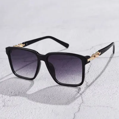 Oversized Designer-Sonnenbrille Schwarz-Gold
