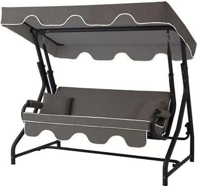 Image de Skye Decor, Ruta - Anthracite, balancelle triple pour le jardin, anthracite, 100 % POLYESTER, 200 x 110 x 170 cm