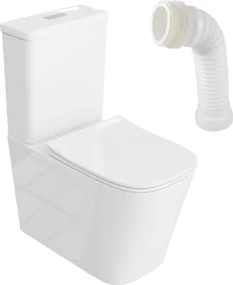 Produktbild von LAVITA Einteilige Stand - WC mit eingebautem Spülkasten TRYTON WHITE | Komplett - Set | WC deckel | Keramik Toilette Spülrandlos | Toilettenschüssel |