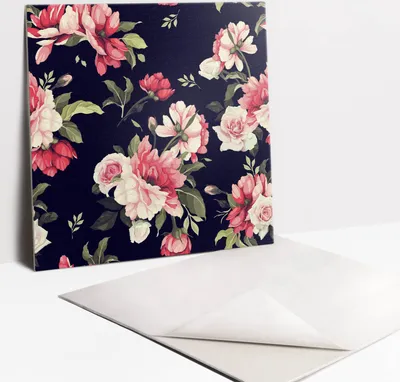 Obrázok produktu pre Samolepiace vinyleové dlaždice - Nálepky na Stenu - Podlahu - Sada 9 Kusov - 30x30 cm - Růžové květy