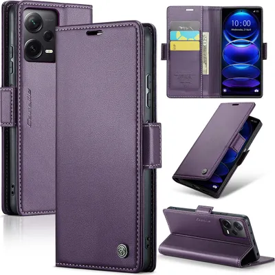 Image de Redmi Note 12 Pro+ Housse, Portefeuille en cuir Porte-cartes Housse de protection avec fonction de support pour Xiaomi Redmi Note 12 Pro+ Violet