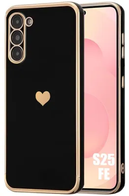 Image de Coque pour Samsung Galaxy S25 FE, Protection Silicone Motif Coeur Anti-Rayure Ultra Slim Souple Noir