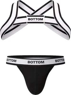Produktbild von Barcode Berlin - Herren Thongs Unterwäsche - BOTTOM Vorteilspack 1x Suspender Black + 1x Harness White-Black - Größe L