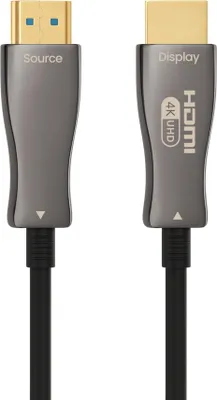Produktbild von ProfiPatch HDMI Kabel 4K Glasfaserkabel 60Hz UHD 10m High Speed mit Ethernet grau Goldkontakt Textil für Monitore, Fernseher, Konsolen