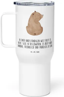 Produktbild von Mr. & Mrs. Panda Kaffee-to-go-Becher Bär Schulterblick - Weiß - Geschenk, Teddy, Thermobecher, Teetasse, Selbstachtung, Bärenliebe, thermosbecher, Kaffee-Thermobecher