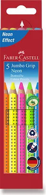 Obrázek produktu pro Faber-Castell Jumbo GRIP, Modrá, Zelená, Oranžová, Růžová, Žlutá, 5 kusů