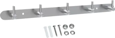 Produktbild von Intirilife Edelstahl Garderobenleiste Modell B - 5 Haken - Kleiderhaken Garderobe Hakenleiste in 5 verschiedenen Designs