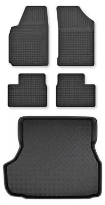 Image de Tapis en caoutchouc + bac de coffre pour Opel Vectra B 1996-2001 (hayon) – 5 pièces, noirs, semi-universel, adapté