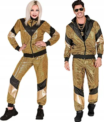 Produktbild von 80er Jahre Goldener reflektierender Trainingsanzug - Jogginganzug Gr. S bis 2XL - Disco Retro S - 170-177 cm