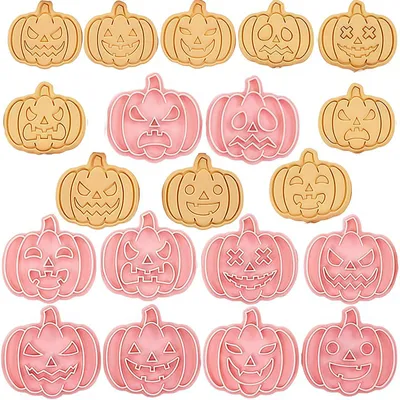 Produktbild von Halloween-Kürbis-Ausstechformen, 10 Stück, Kürbis-Ausstechformen für Brot und Gemüse, Halloween-Fondant-Ausstechformen für Kinder