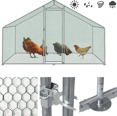 Produktbild von Jiubiaz Hühnerstall Hühnerhaus 3x2x2m Voliere Geflügelstall Verzinkter Freilaufgehege Für Küken
