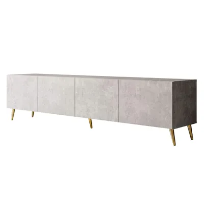 Produktbild von RTV-Schrank COLGANTE BETON 200 cm auf Beinen mit schräge gold Chrom Beine