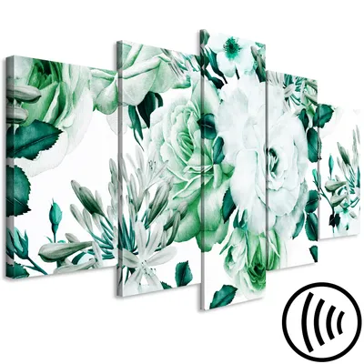 Produktbild von Akustikbild Blumen 200x100 cm Bilder Akustikschaum Hochleistungsschallabsorber Schallschutz Leinwand 5 tlg Wandbild Raumakustik Schalldämmung Rose b-B-0386-b-p