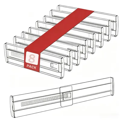 Schubladentrenner 8er Set, verstellbar 28,5-50,5 cm, transparent