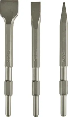 Productafbeelding van MAKITA Meißelset HEX 17 mm: Breekbeitel 255 mm, platbeitel 255x40 mm, platbeitel 255x20 mm, 3 stuks, model D-71320