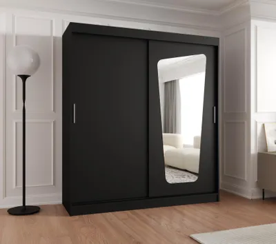 Obrázek produktu pro Šatní skříň 180 cm ZAMIRA se zrcadlem - černá
