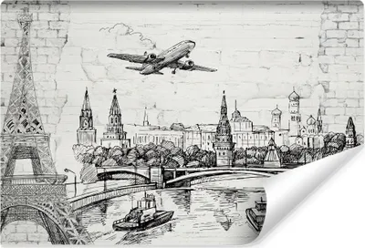 Produktbild von Muralo Vlies Fototapete ARCHITEKTUR Skizze Ziegel Wandtapete Br. 270cm x Hö. 180cm