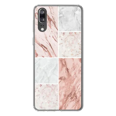 Produktbild von MuchoWow® Handyhülle Schutzhülle Hülle für Huawei P20 Marmor - Weiß - Rosa Silikon Softcase Handy Hülle - Hardcover