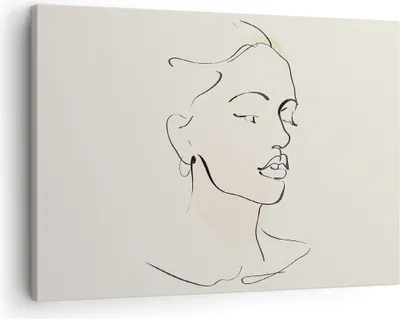 Produktbild von Bild auf Leinwand - Leinwandbild - Einteilig - Frau Zeichnung Linie - 70x50cm - Wand Bild - Wanddeko - Wandbilder - Leinwanddruck - Bilder - Wanddekoration - Leinwand bilder - Wandbild - AA70x50-5046