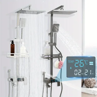 Produktbild von Badearmatur – Badezimmerarmatur – Duscharmatur – Mischarmatur – Badearmatur mit Handbrause – 360° schwenkbare Duschbrause