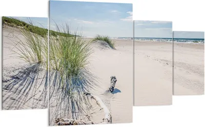 Produktbild von Bild auf Leinwand - Leinwandbild - 4 Teile - Mrzezyno Strand Meer - 160x90cm - Wand Bild - Wanddeko - Wandbilder - Leinwanddruck - Bilder - Wanddekoration - Leinwand bilder - Wandbild - DL160x90-4281