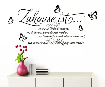 Image de Solidchoice - Autocollant mural "Chez moi" avec des papillons, noir, 100 x 53 cm