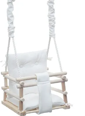 Immagine prodotto di Altalena per bambini Lumali 3 in 1 con cintura di sicurezza, altalena per neonati per uso domestico, altalena da interno o da esterno, con seduta morbida, regolabile in altezza,  bianca