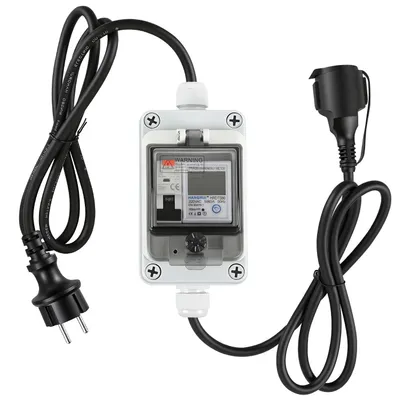 Obrázok produktu pre Vigevee Mobilný digitálny merač spotreby elektrickej energie pre elektromobily, 16A, 400V, typ CEE, s ochranným vypínačom (FI), stupeň krytia IP67, kábel 3m