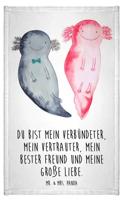 Produktbild von Mr. & Mrs. Panda Handtuch Axolotl Freundin - Weiß - Geschenk, Mini-Handtuch, Valentinstag, Liebe, Verlobter, gäste wc, stoffhandtuch, Frotteehandtuch, Baumwollhandtuch