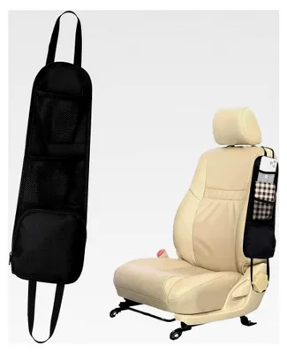 Produktbild von Schwarze, faltbare Auto-Aufbewahrungstasche mit Netztaschen, multifunktionale Autositz-Aufhängetasche mit mehreren Fächern für LKW, Van, SUV, Autositz-Seitenorganisator, Auto-Organizer