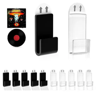 Produktbild von Wandhalterung für Schallplatten, 12 Stück Vinyl Halterung aus Acryl, selbstklebend für Schallplatten, Acryl Ständer für CD-Alben und Fotos