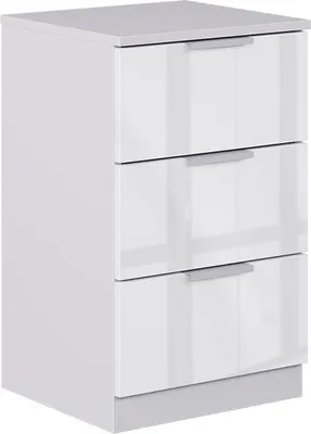 Produktbild von Nachttisch Vicco Fino Weiß Hochglanz 37.6 x 61.8 cm mit 3 Schubladen, Model 58555