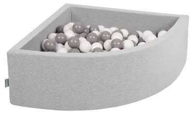 Immagine prodotto di KiddyMoon 90x30cm/200 palline ∅ 7cm Piscina a secco triangolare con palline Certificata  EU, Grigio chiaro:Bianco/Grigio