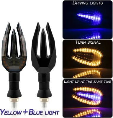 Immagine prodotto di 1 Coppia Segnale di svolta Accessori moto generale Doppio colore luci LED Luce gialla (segnale di svolta) + blu (luce di marcia)