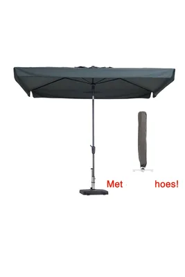Produktbild von Sonnenschirm rechteckig 300 x 200 cm Grau mit Hülle | Neigbarer Sonnenschirm und 100 % Polyester-Bezug | Madison Sonnenschirm Delos grau