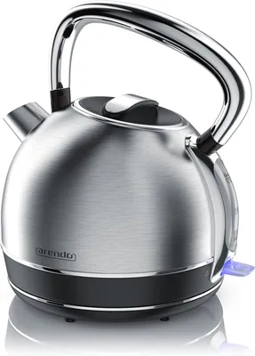 Produktbild von Retro Edelstahl Vintage Stil Wasserkocher– 1,7 L–kabellos–Kalkfilter– automatische Abschaltung – LED – Cool Touch Griff – Trockengehschutz –