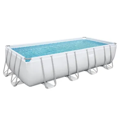 Produktbild von Bestway Rechteckiges Power Steel-Schwimmbecken – 549 x 274 x 122 – Grau – inklusive Pumpe – Leiter – Abdeckung Wartungspaket - Filter - Bodenfliesen