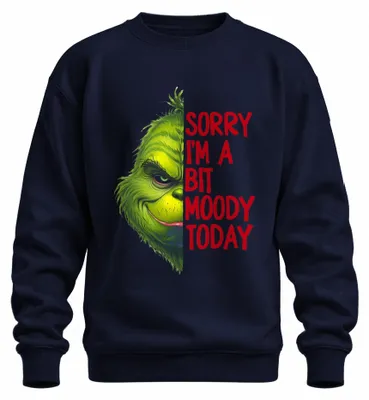 Productafbeelding van Het spijt me, ik ben vandaag een beetje chagrijnig. "Grinch"-kerstcadeau, grappig, uni sweatshirt, marineblauw, maat S