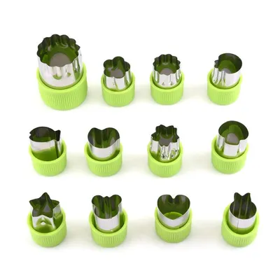 Produktbild von 12-teiliges Ausstechformen-Set aus Edelstahl – Gemüse- und Obstausstecher-Set – Brotausstecher-Set – Geeignet für Kuchen und Kekse – Umweltfreundlich