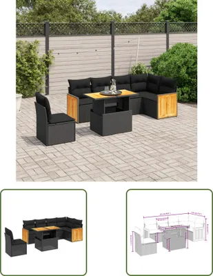 Produktbild von The Living Store 7-tlg. Garten-Sofagarnitur mit Kissen Schwarz Poly Rattan