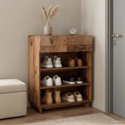 Produktbild von Möbel Schuhschrank 73 x 38 x 87,5 cm Holzwerkstoff Altholz - Schuhregale &9594