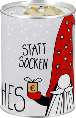 Zdjęcie produktu dla GILDE Spardose, zylindrisch, "Bärti", Spruch, Wichtelmotiv, Metall, grau, VE 18, 3fach sortiert, H. 12 cm, D. 8,5 cm